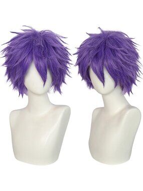 Men's Light Purple Synthetic Fiber Short Blonde Golden Cosplay Modern Wigs